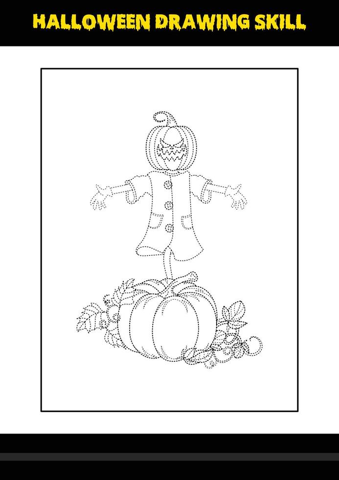 habilidade de desenho de halloween para crianças. página de colorir de habilidade de desenho de halloween para crianças. vetor