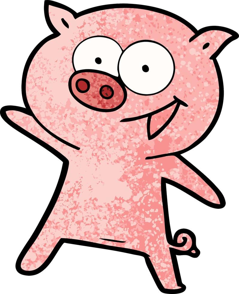 desenho animado de porco dançando alegre vetor