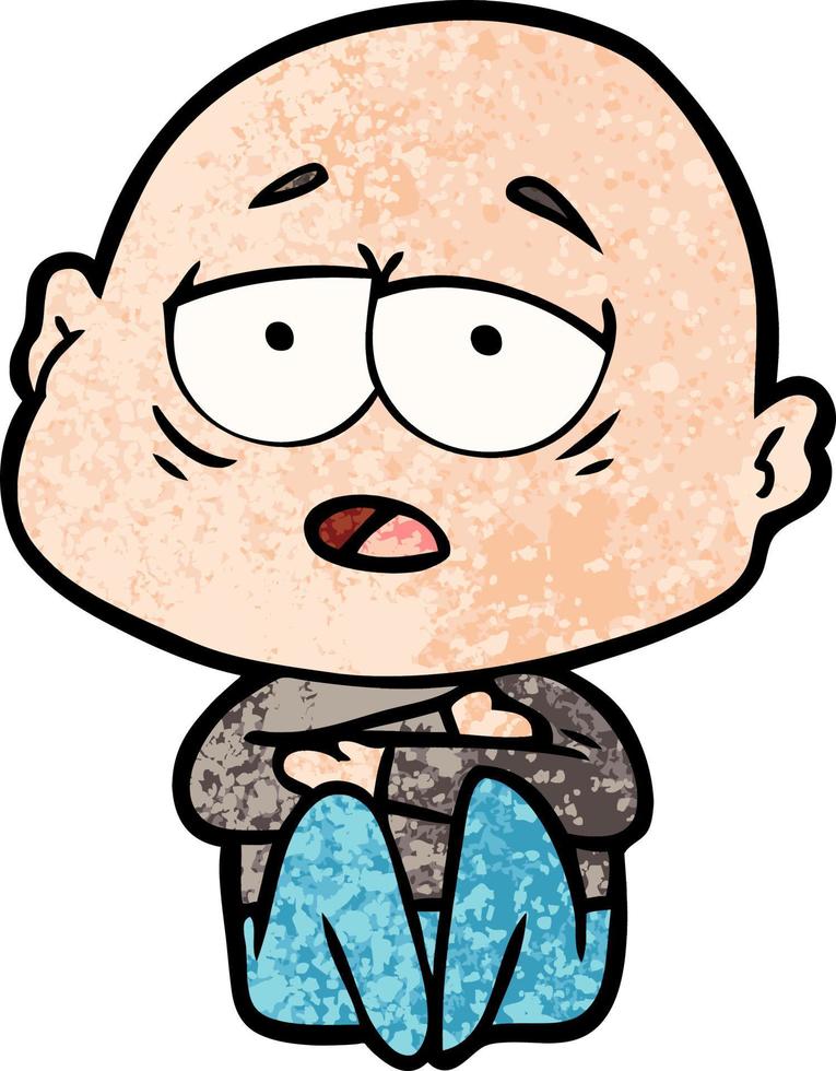 homem careca cansado dos desenhos animados vetor