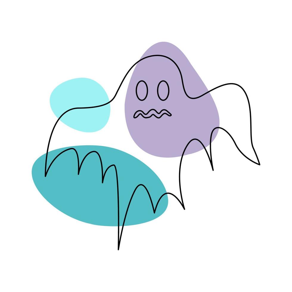 fantasma no estilo de linha artística com manchas coloridas. ilustração vetorial vetor