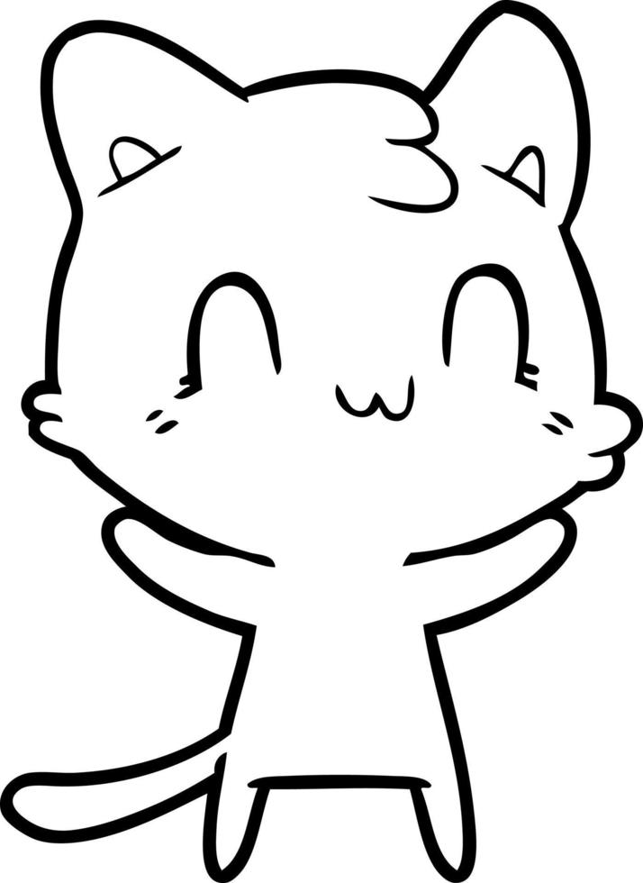 desenho animado gato feliz vetor