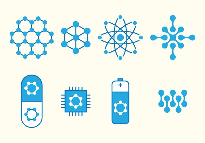 Ícones do Conjunto de Nanotecnologia vetor