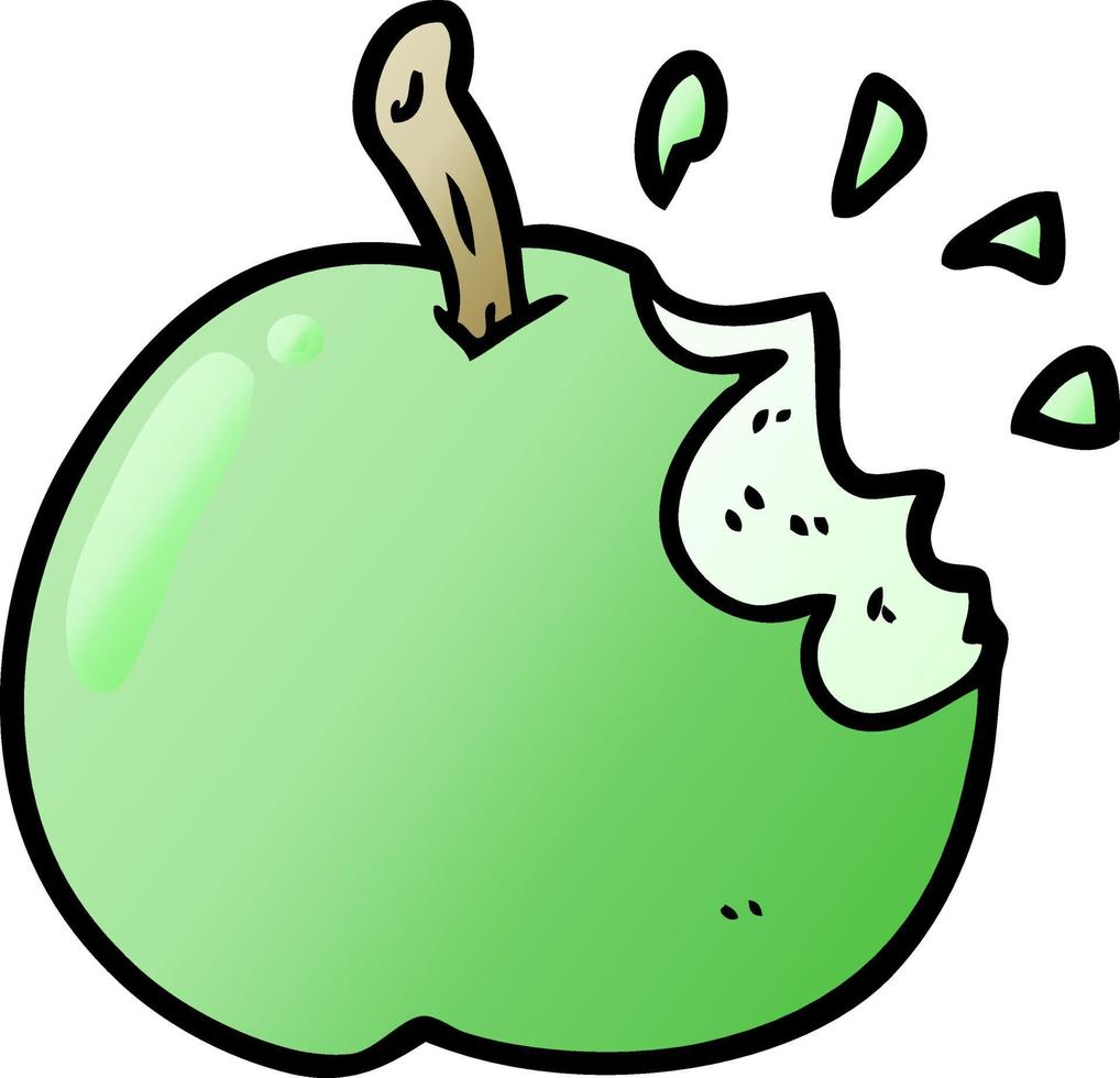 maçã mordida fresca dos desenhos animados vetor