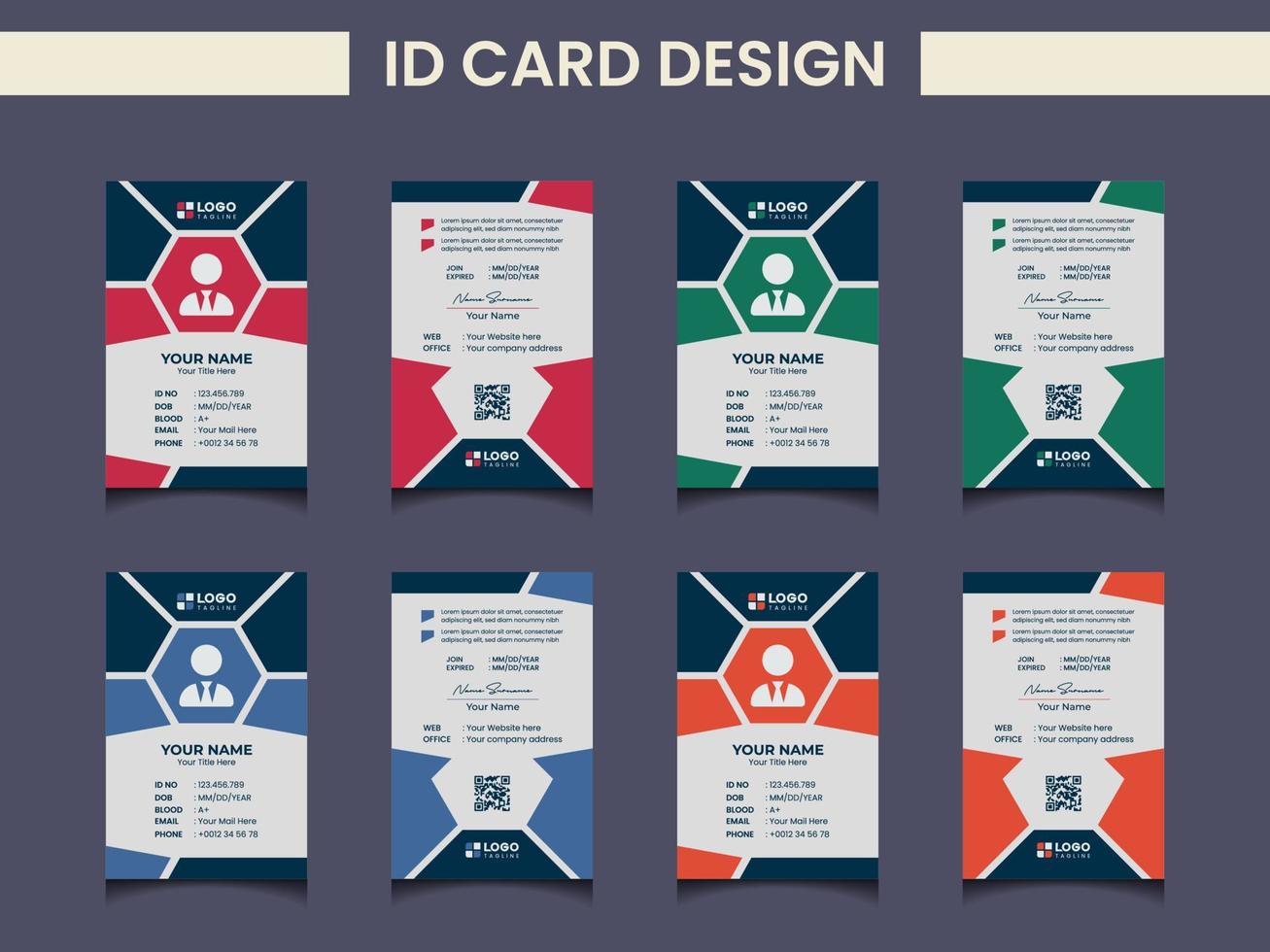 modelo de design de cartão de identificação moderno criativo vetor