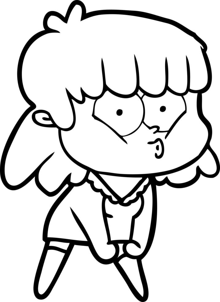 garota assobiando dos desenhos animados vetor