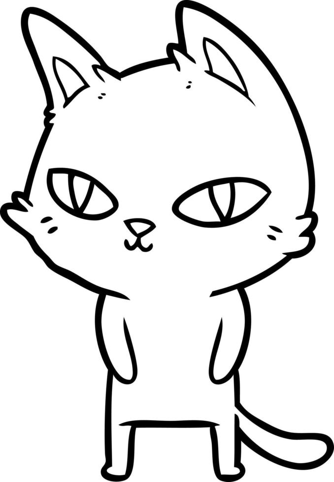 gato de desenho animado com olhos brilhantes vetor