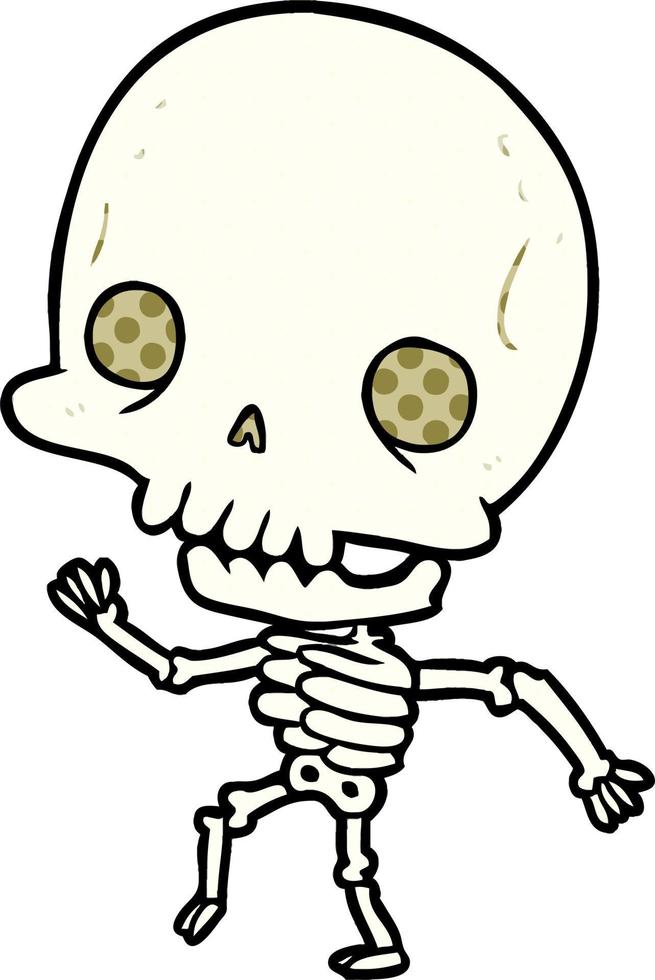 esqueleto dançando bonito dos desenhos animados vetor