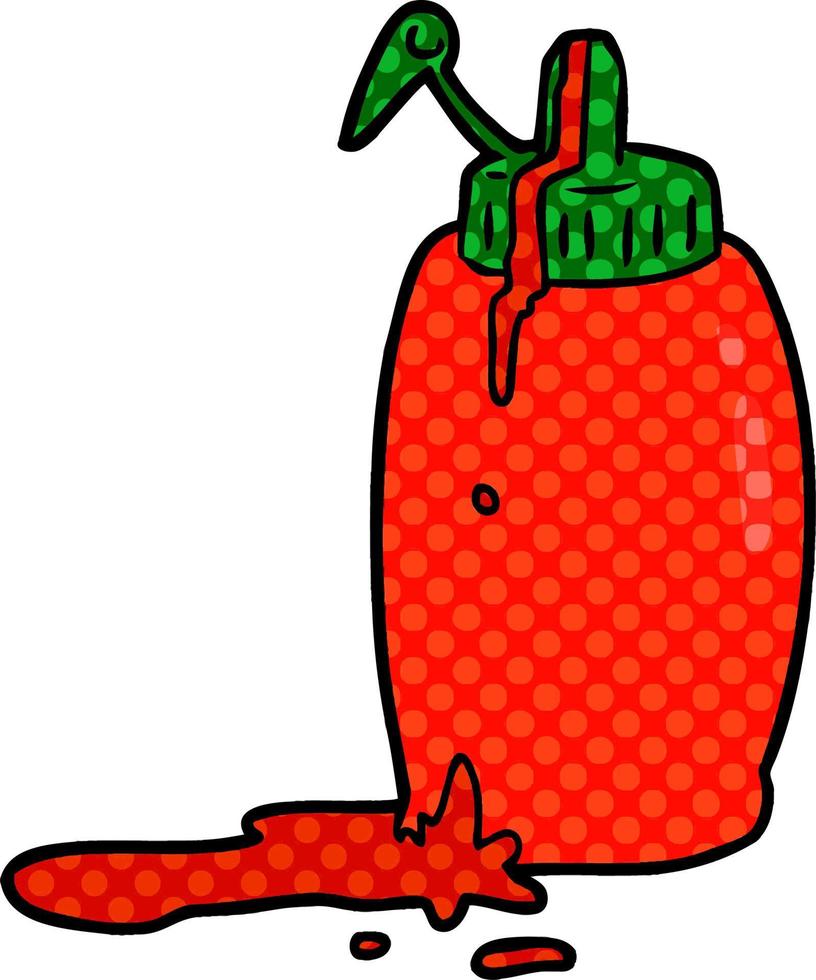 garrafa de ketchup de tomate dos desenhos animados vetor