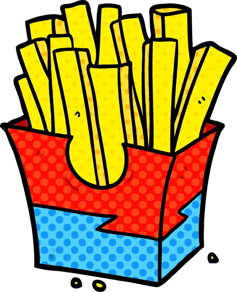 batatas fritas de junk food de desenhos animados vetor