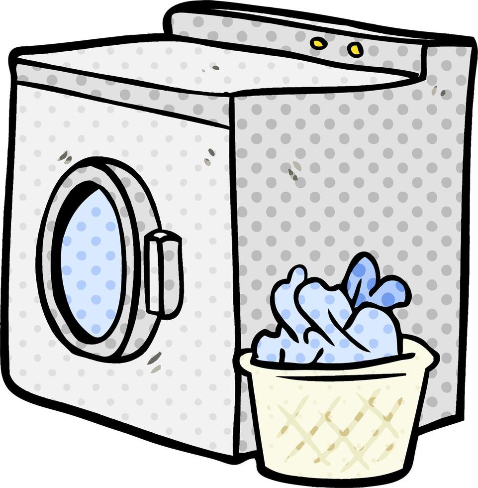 máquina de lavar e lavanderia dos desenhos animados vetor