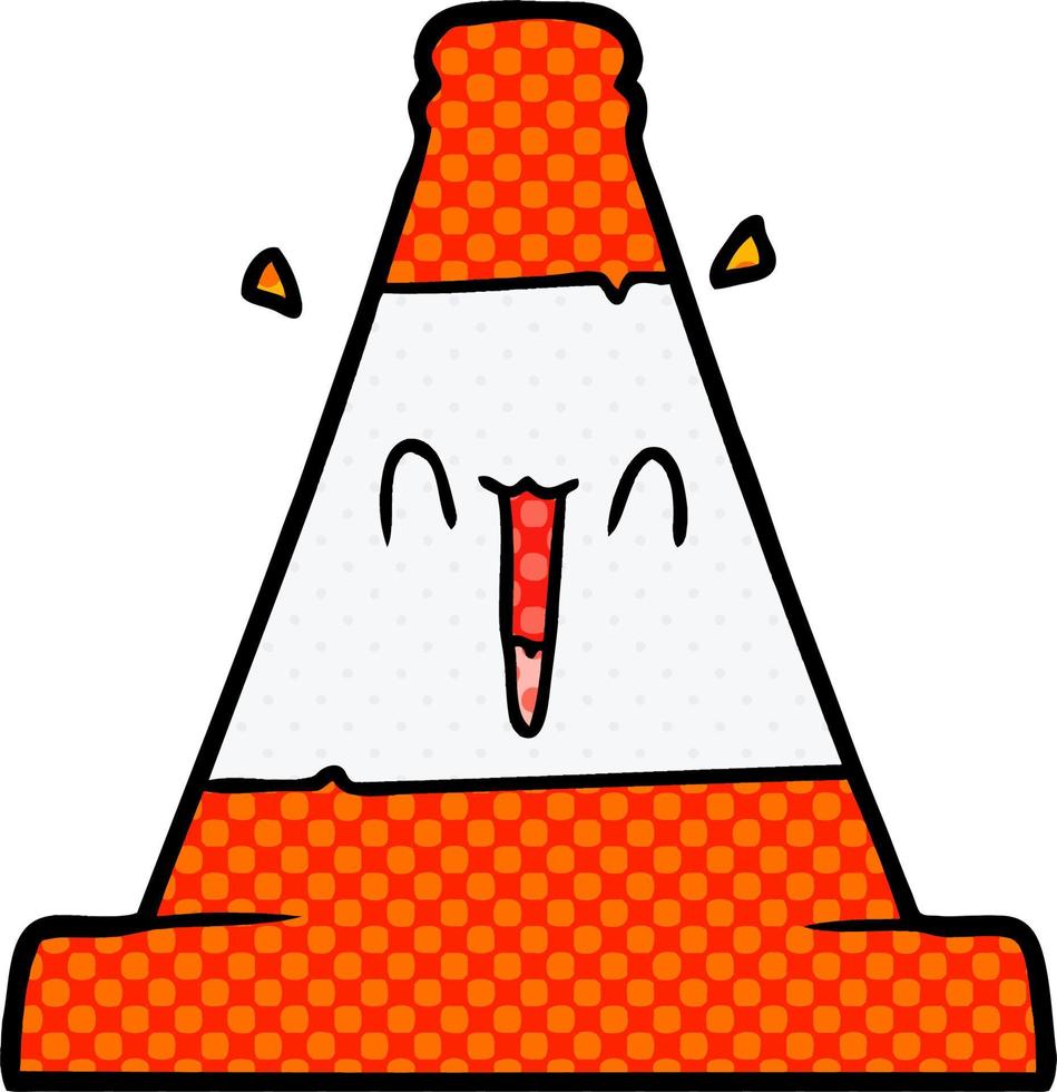 cone de tráfego rodoviário dos desenhos animados vetor