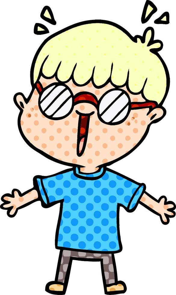 menino de desenho animado usando óculos vetor