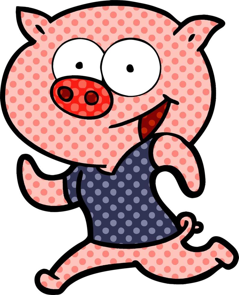 porco alegre exercitando desenhos animados vetor