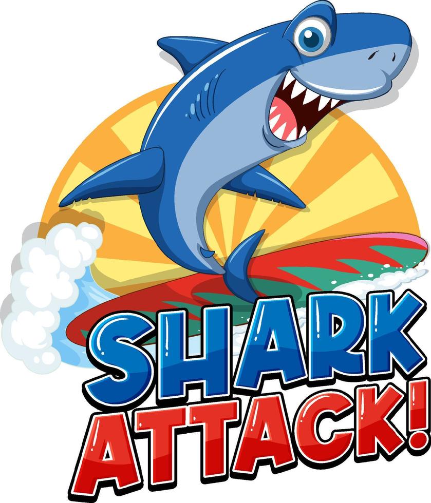 ícone de ataque de tubarão com surf de tubarão vetor
