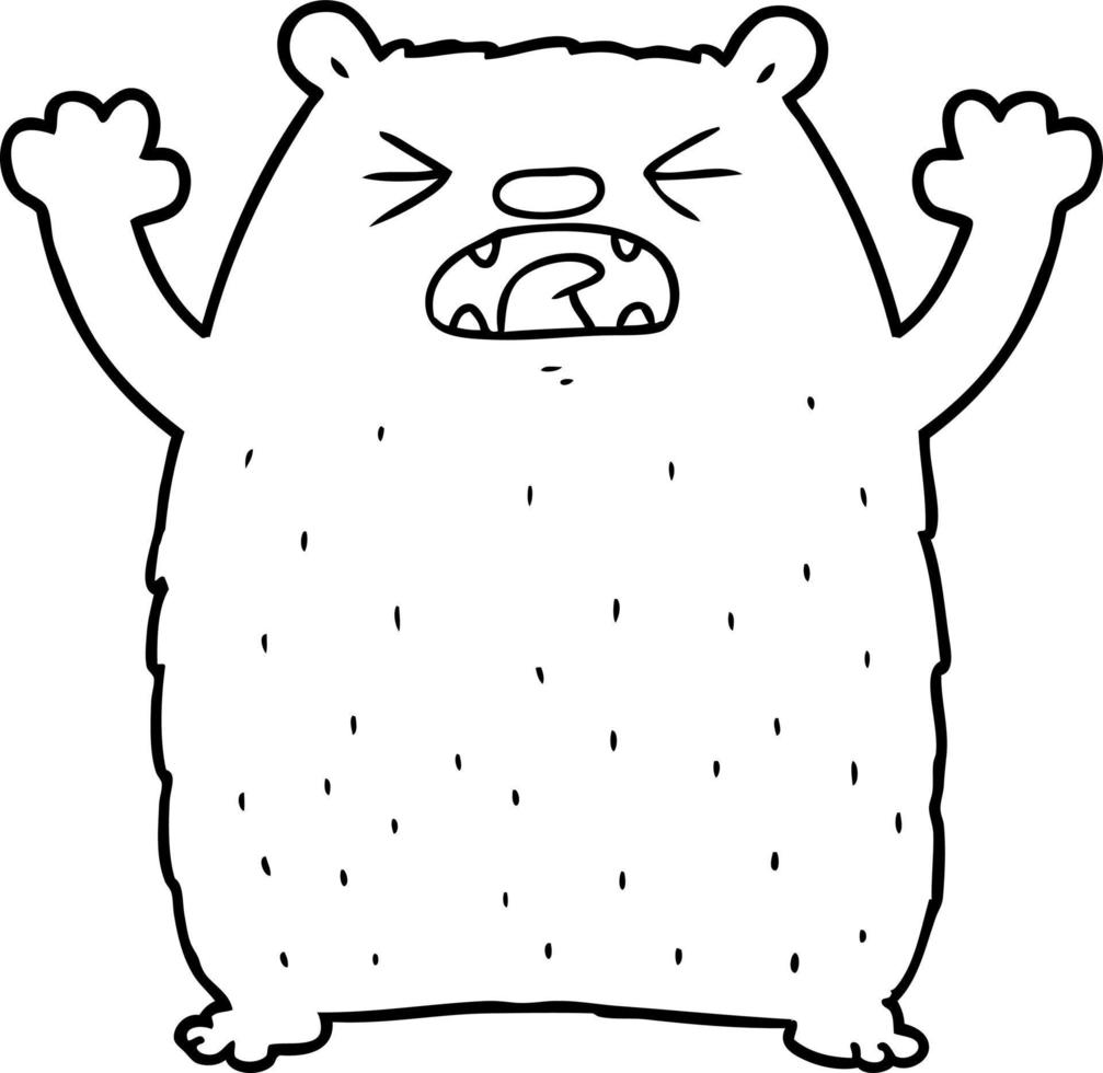 urso polar de desenho animado rugindo vetor