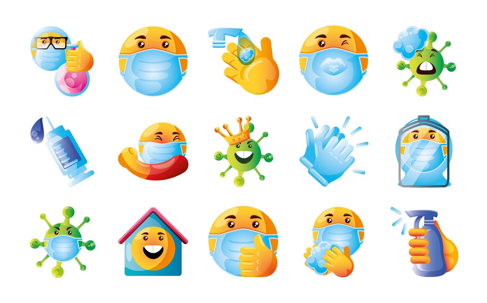 definir emojis de coronavírus vetor