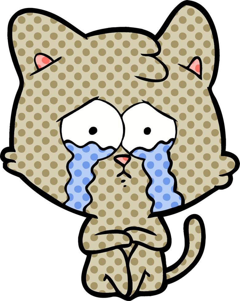 desenho de gato chorando vetor