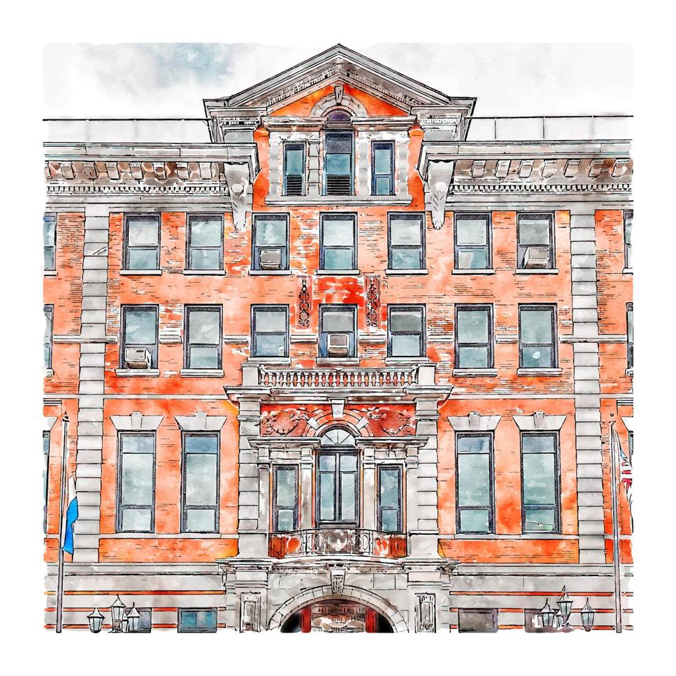 poughkeepsie nova york esboço em aquarela ilustração desenhada à mão vetor