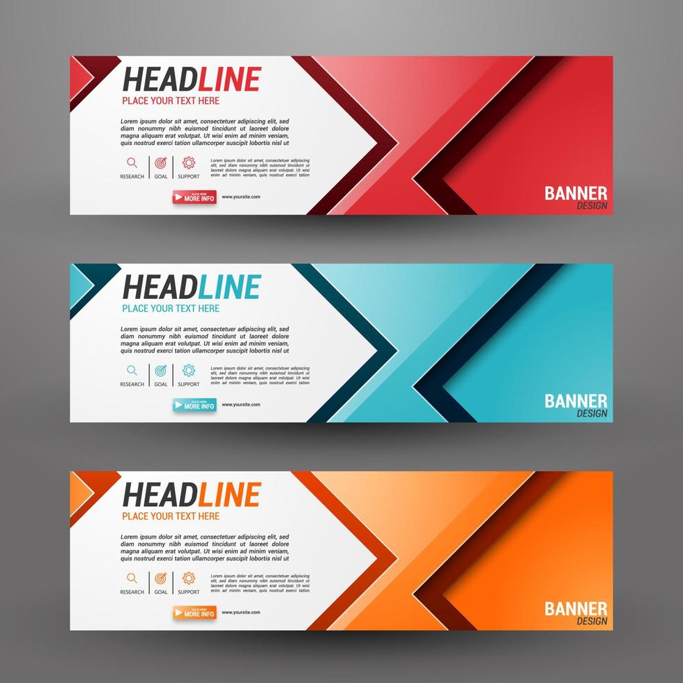 negócios de três banners com fundo abstrato vetor