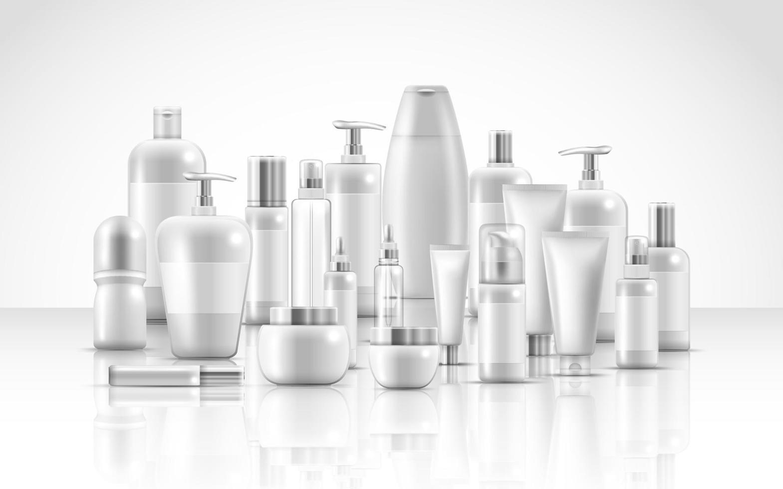 conjunto de embalagens de produtos de beleza natural para cuidados com a pele vetor