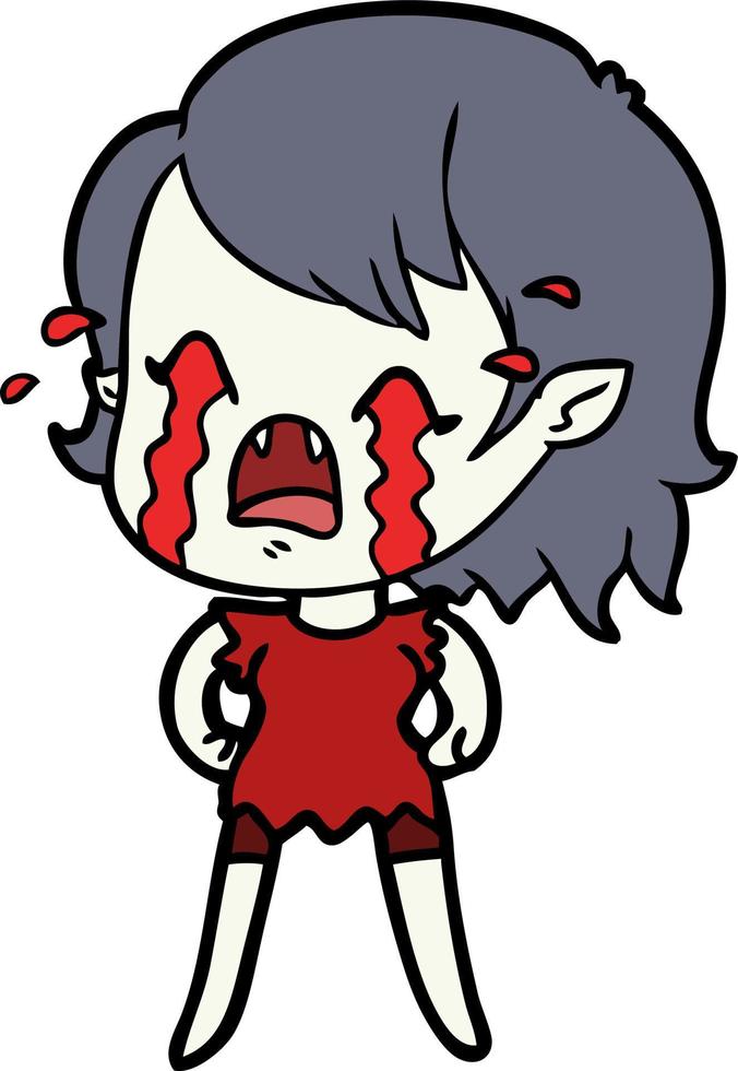 menina vampira chorando de desenho animado vetor