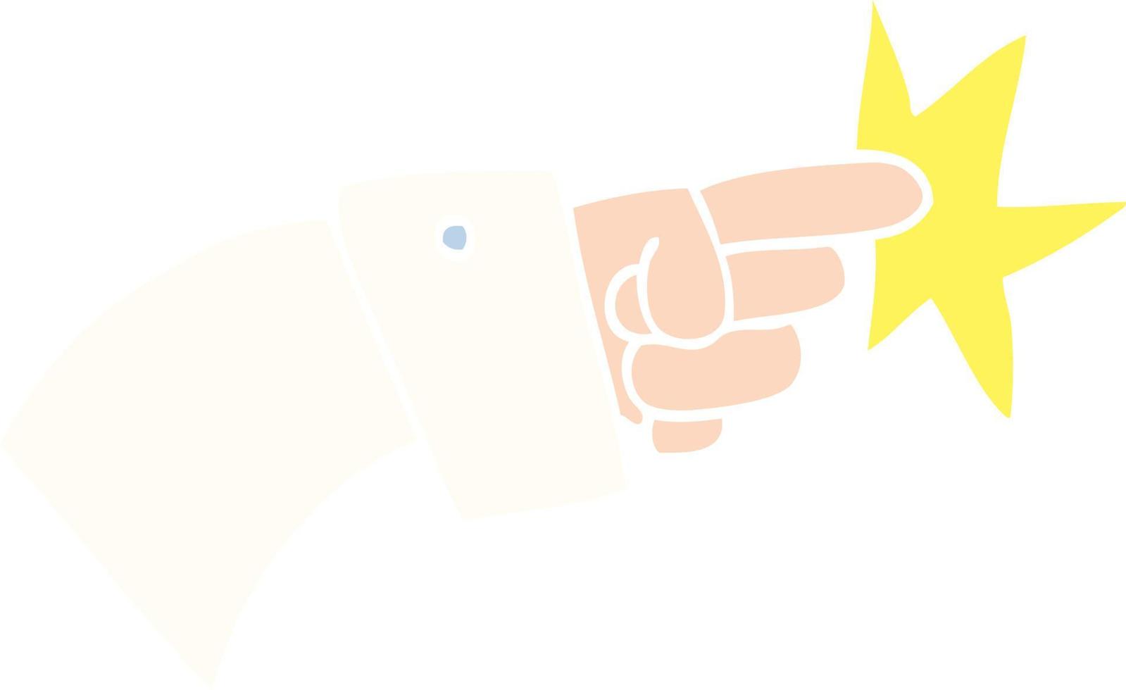 desenho de ilustração de cores planas ícone de mão apontando vetor
