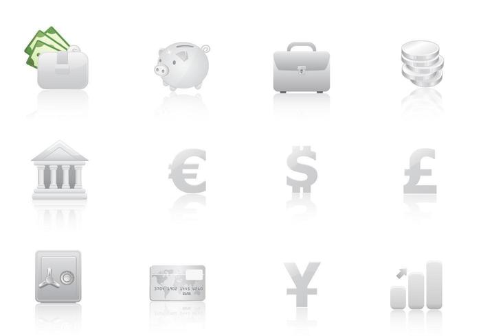 Pacote de vetores de ícones de dinheiro de prata