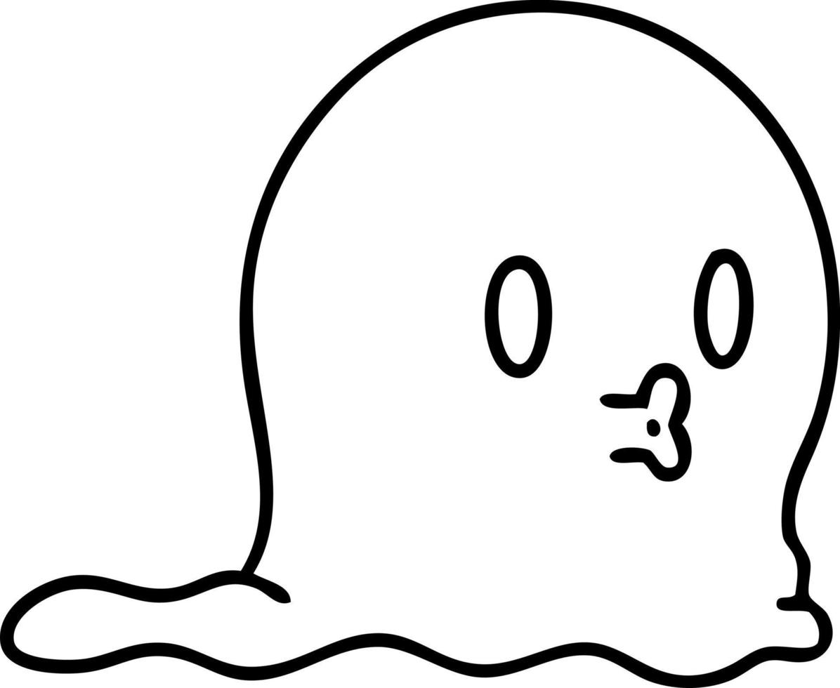 linha doodle de um fantasma assustador apenas flutuando vetor