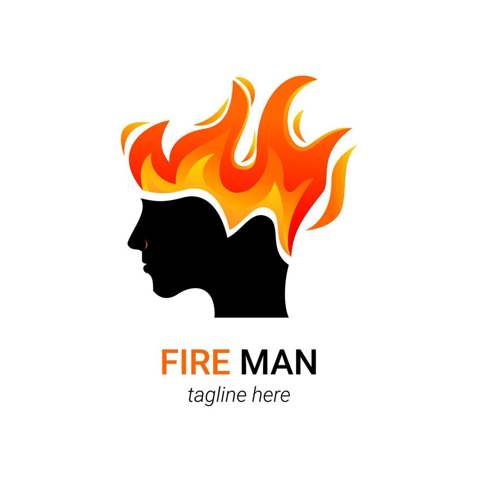 logotipo abstrato do fogo e do homem vetor