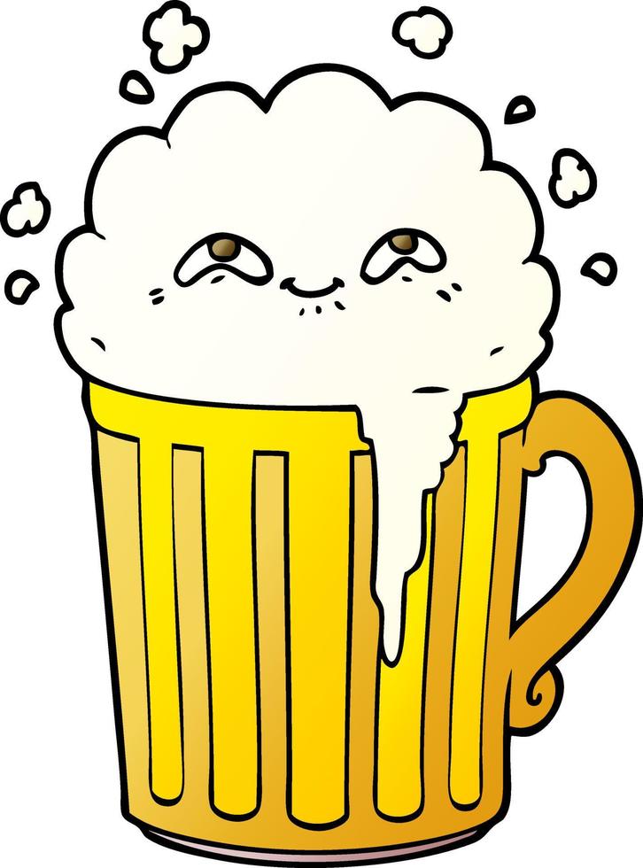 caneca de cerveja de desenho animado feliz vetor