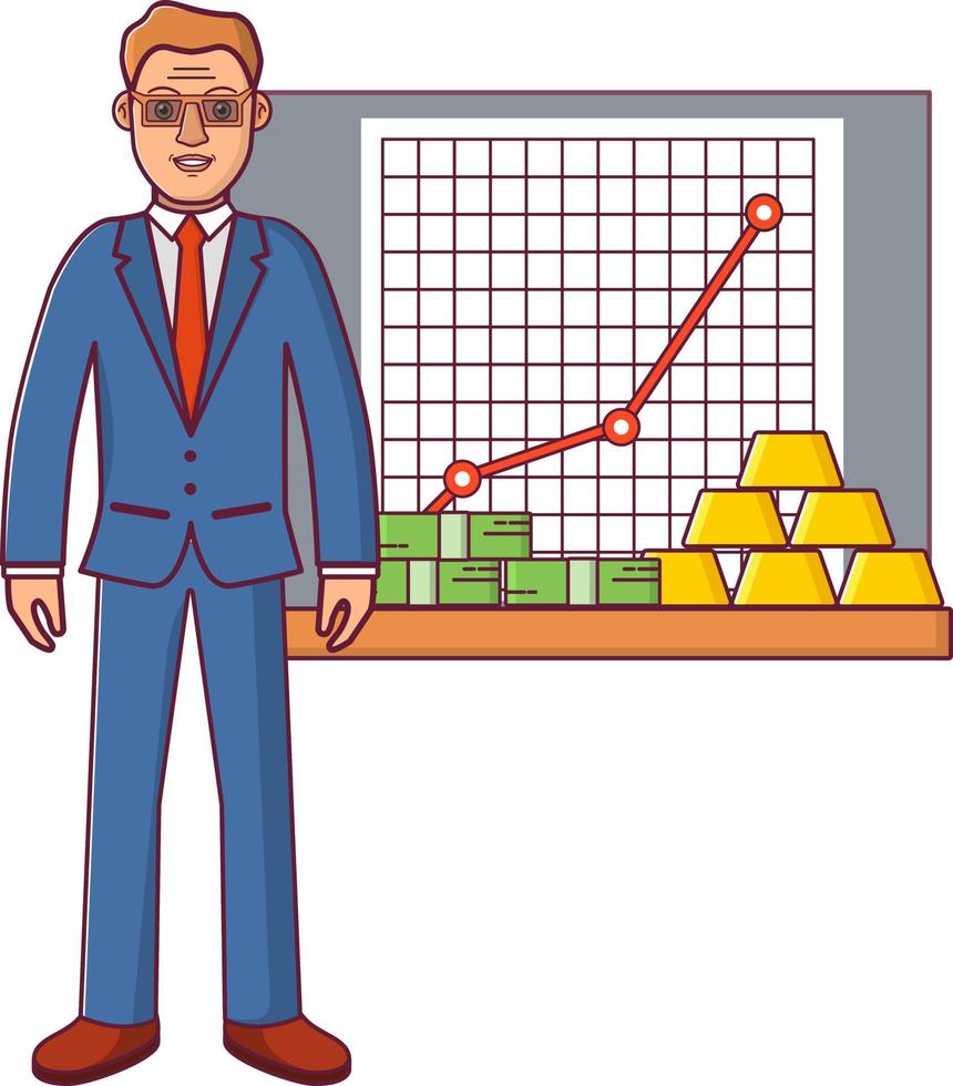 investimentos negócio conceito estatística ouro e Securities.financial mercado de ações profit.flat linear art.young empresário suit.accounts department.presentation de renda. vetor