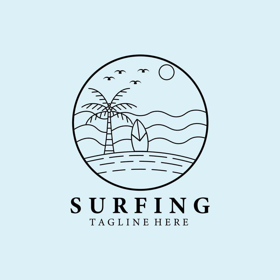 surf linear logotipo, ícone e símbolo, design de ilustração vetorial vetor