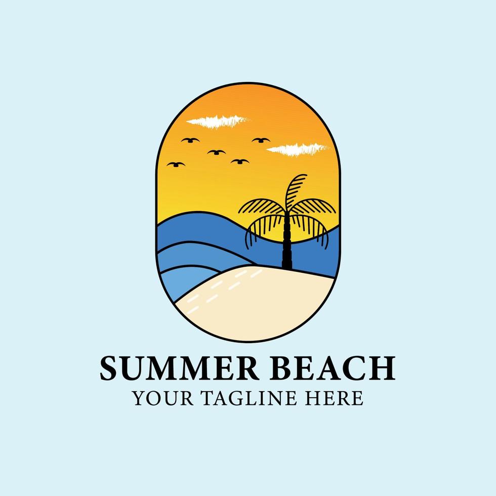 verão praia vintage logotipo, ícone e símbolo, design de ilustração vetorial vetor