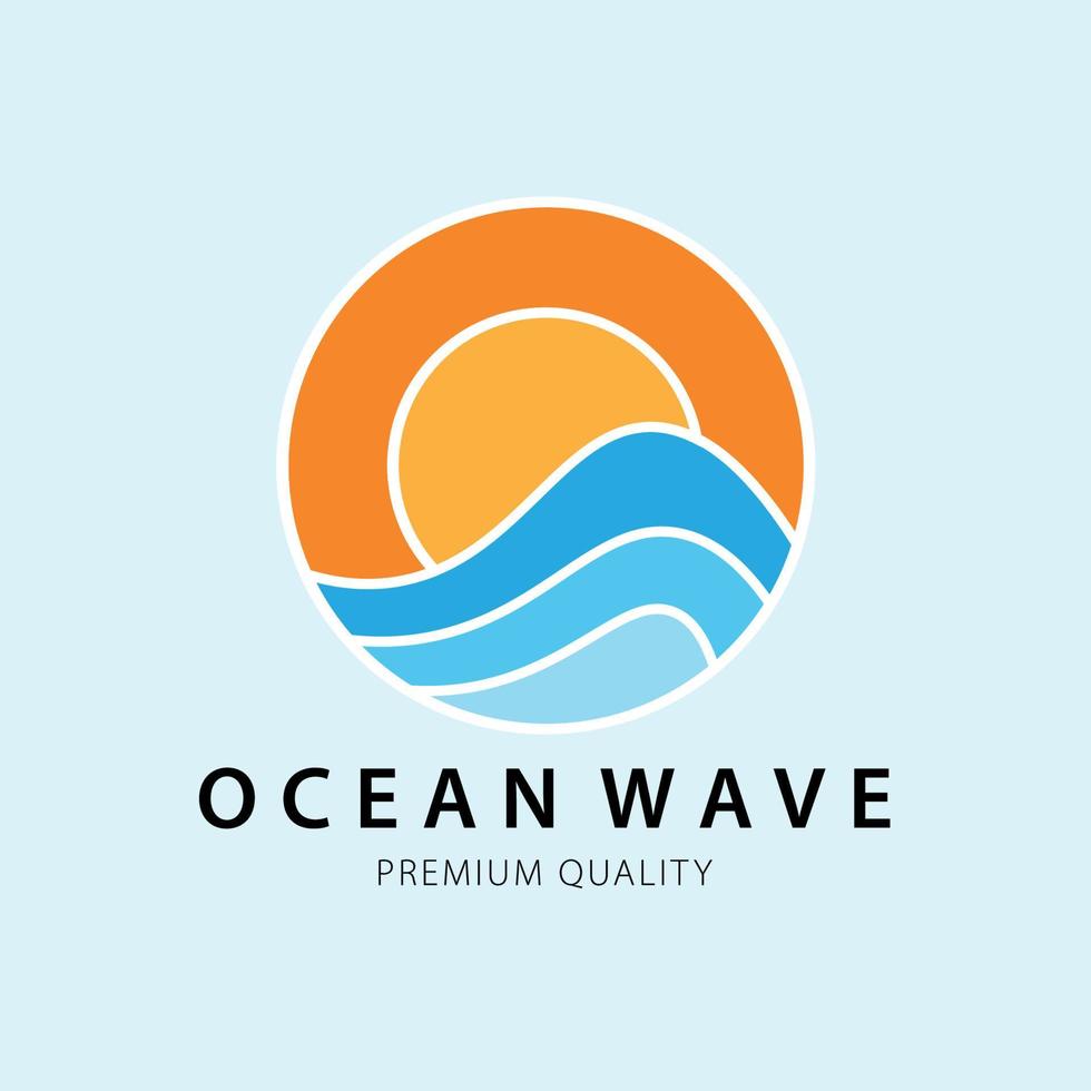 logotipo vintage da onda do oceano, ícone e símbolo, design de ilustração vetorial vetor