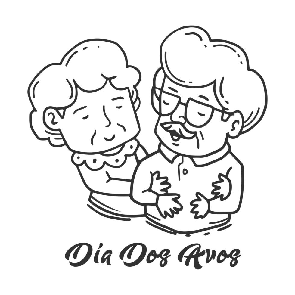 Dia dos avos esposa segurando o design do marido vetor