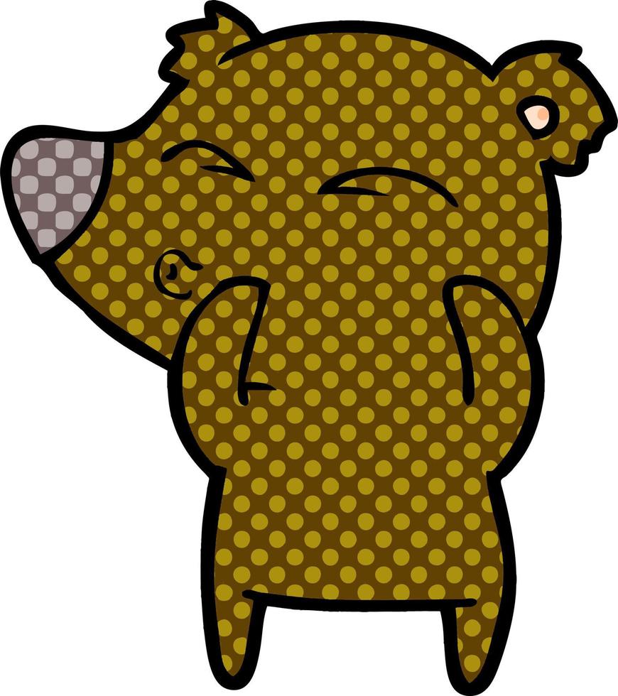 desenho animado urso assobiando vetor