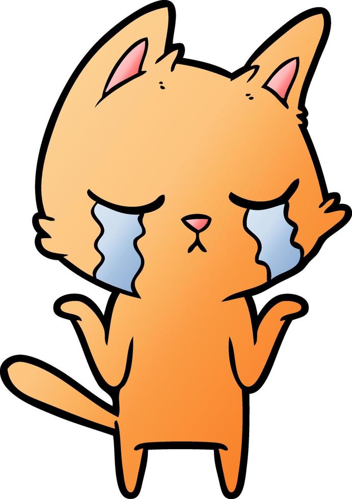 gato de desenho animado chorando encolhendo os ombros vetor