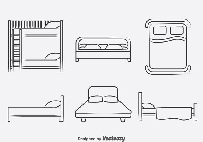 Ícone da coleção de cama Vector