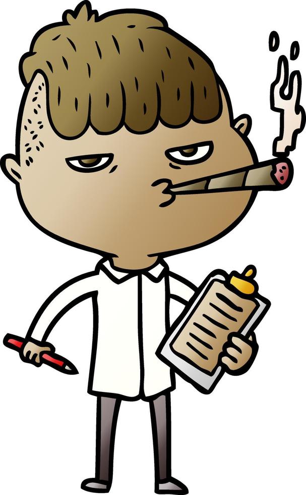 vendedor de desenhos animados fumando vetor