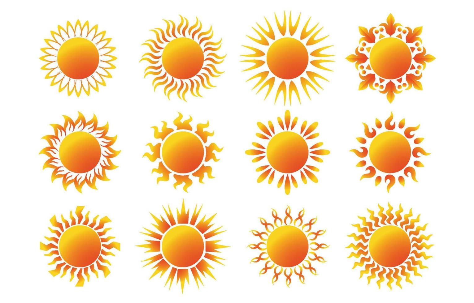 coleção de ícones de sol vetor