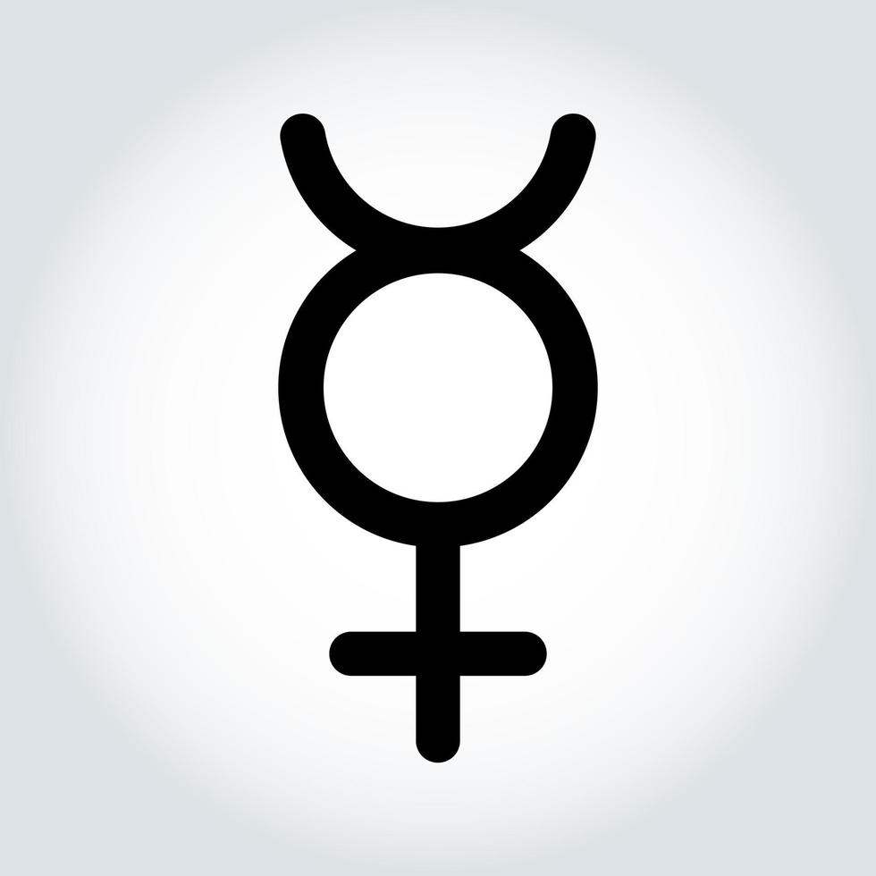 silhueta do símbolo de mercúrio transgênero. pictograma de gênero. modelo. decoração para cartões, papéis de parede, emblemas. ilustração vetorial vetor