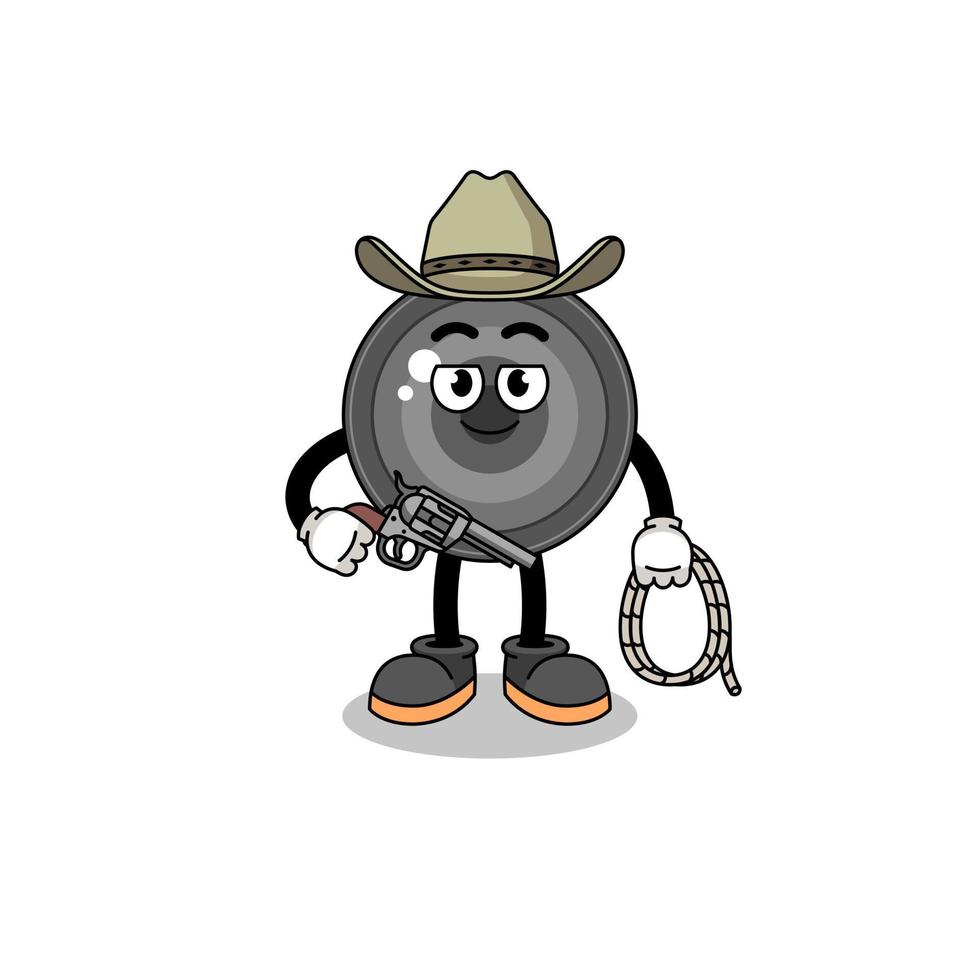 personagem mascote da lente da câmera como um cowboy vetor