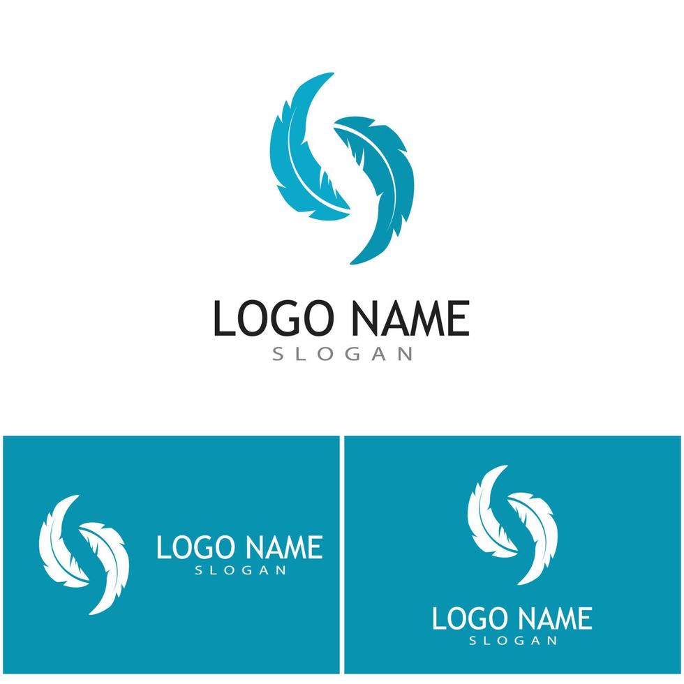 design de modelo de vetor de logotipo de ilustração de penas