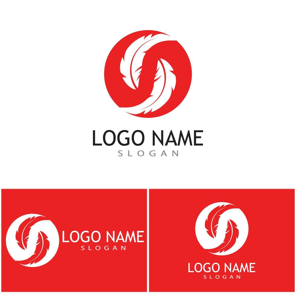 design de modelo de vetor de logotipo de ilustração de penas