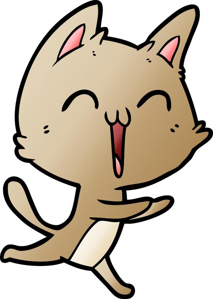 gato de desenho animado feliz miando vetor