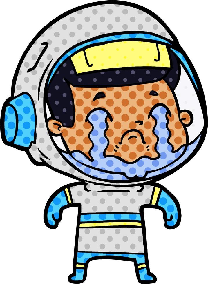 astronauta chorando de desenho animado vetor