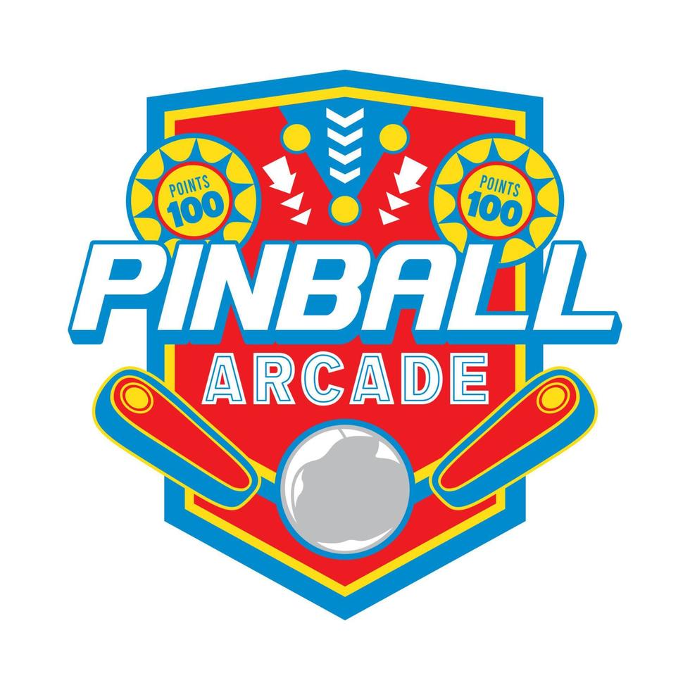 jogo de pinball arcade emblema retrô vintage emblema logotipo hipster ilustração de ícone vetorial vetor