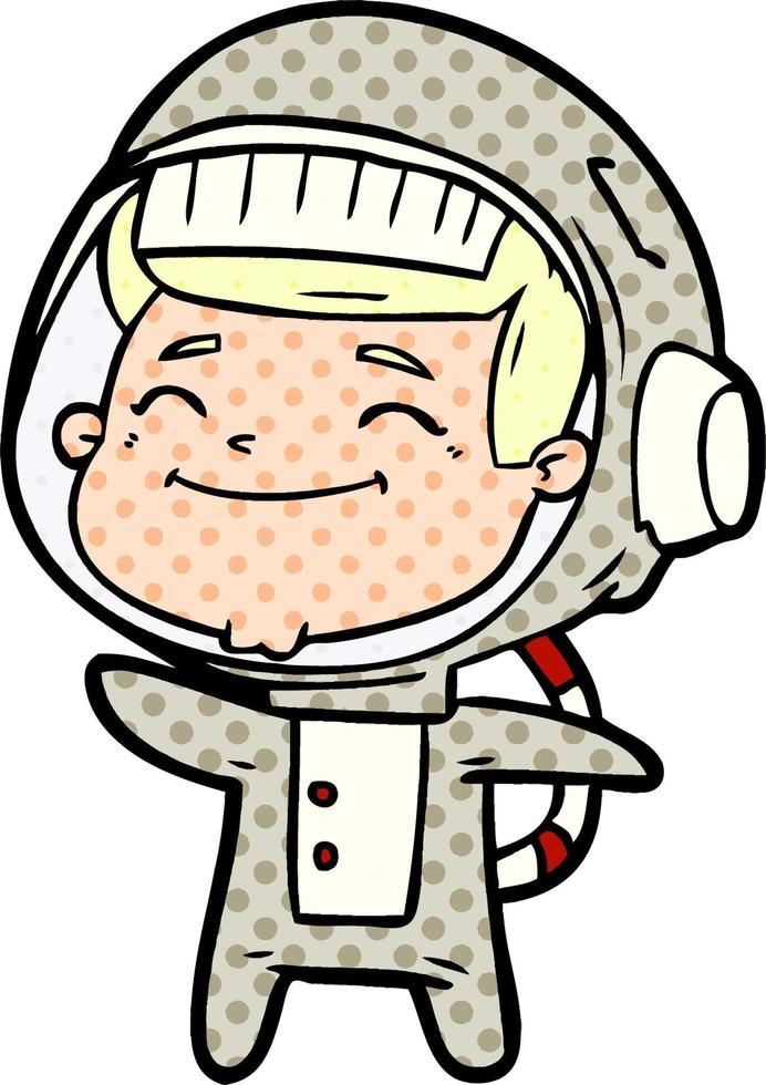 astronauta de desenho animado feliz vetor