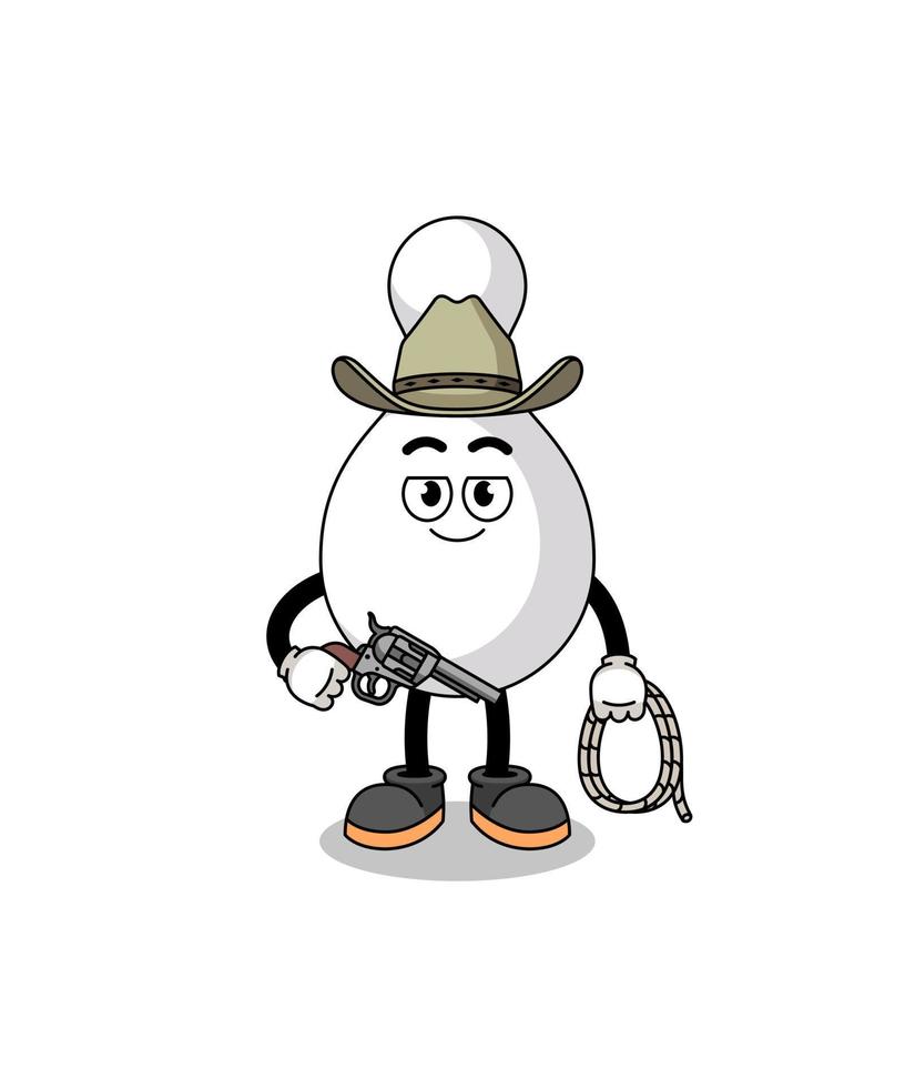 personagem mascote do pino de boliche como um cowboy vetor