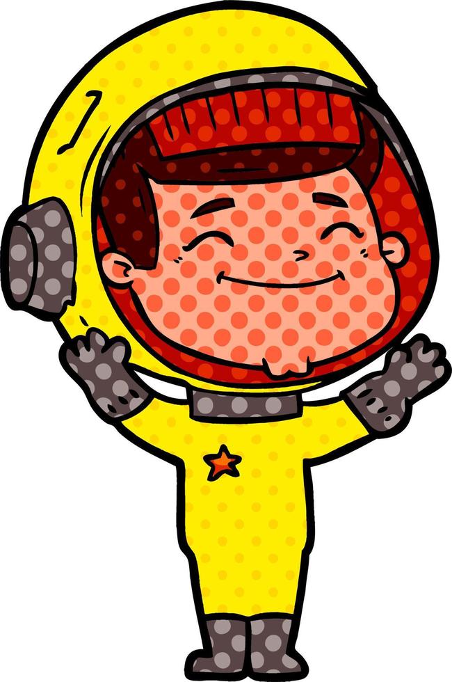 astronauta de desenho animado feliz vetor